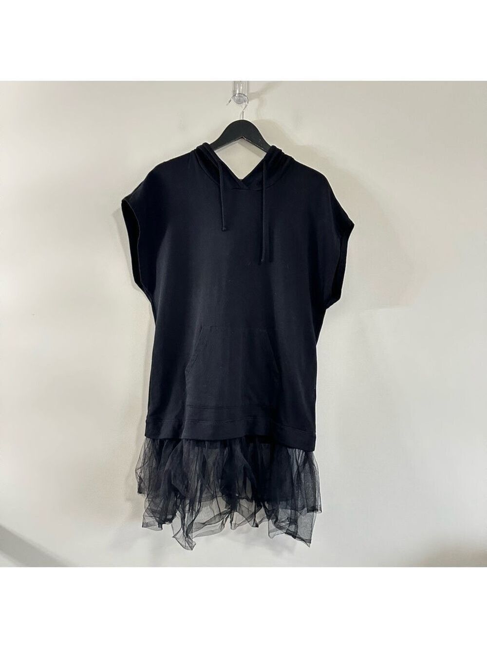 Pilcro Tulle Short-Sleeve Sweatshirt Black Size Large Anthropologie - Picture 4 of 12